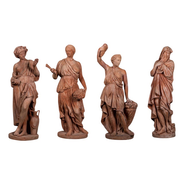 The 4 Seasons Statues in Terracotta Impruneta, Late 20th Century, Set of 4 For Sale