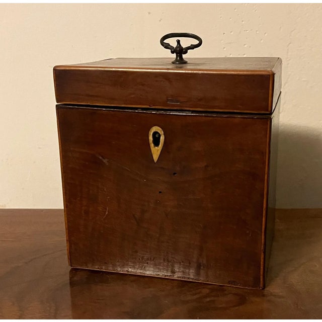Wood Small Antique 18th Century George III Mahogany Tea Caddy For Sale - Image 7 of 12