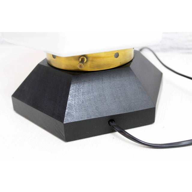 1930s Art Deco Lamp in Wood and Opal Glass, 1930s For Sale - Image 5 of 10