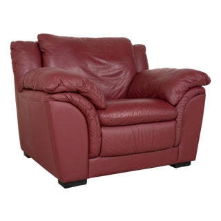 Red Leather Lounge Chair from Natuzzi For Sale