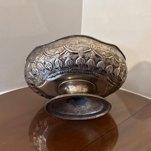 1970s Italian Style Silver Plated Footed Decorative Bowl For Sale - Image 4 of 10