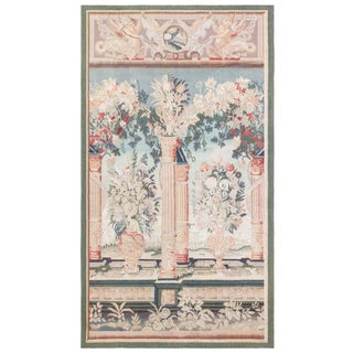 Doris Leslie Blau French Vintage Floral Soft Beige Hand-Knotted Wool Carpet For Sale