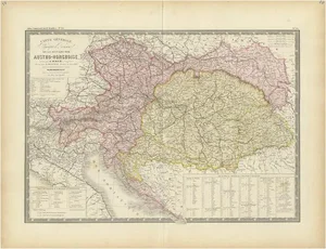 Antique Map of Austria-Hungary by Levasseur, 1875