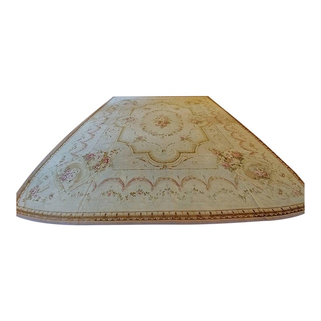 Antique French Aubusson Carpet, Fine Pale Pink, Rose, Taupe, Elegant Carpet For Sale