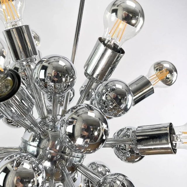 Reggiani Chrome Sputnik Ceiling Lamp attributed to Goffredo Reggiani, 1970s For Sale - Image 4 of 11