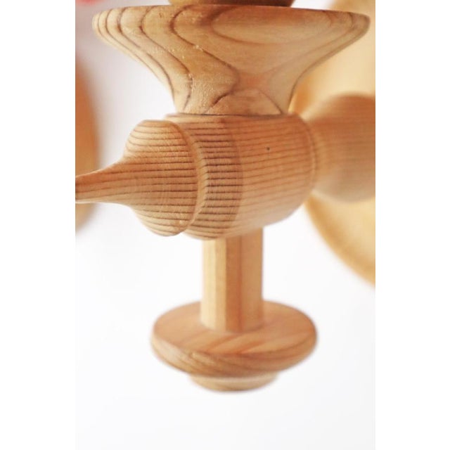 Wood Swedish Pinewood Wall Lamps with Floral Textile Shades, 1970s, Set of 2 For Sale - Image 7 of 18