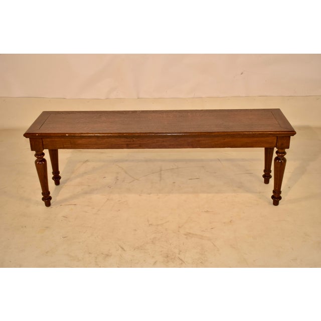 19th Century English Oak Bench With Turned Legs For Sale In Greensboro - Image 6 of 10