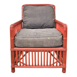 1960s Vintage Rattan Upholstered Chair For Sale
