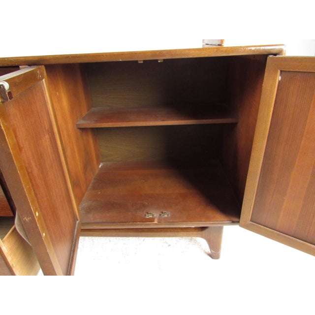 Brown 1970s Two-Piece Sideboard with Display Shelf by Lane - 2 Pieces For Sale - Image 8 of 12