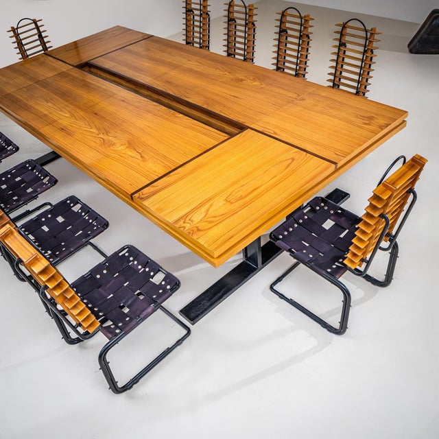 Conference Table with Chairs, Rome, 1960s, Set of 11 For Sale - Image 4 of 18