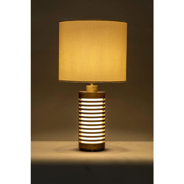 Italian Pollux Table Lamp in Burnished Metal For Sale - Image 4 of 6