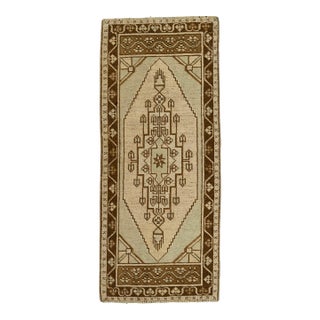 Turkish Mini Rug Oriental Hand Knotted Vintage Rug 1'7" x 3'8" #21064 For Sale