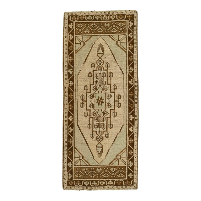Turkish Mini Rug Oriental Hand Knotted Vintage Rug 1'7" x 3'8" #21064 For Sale