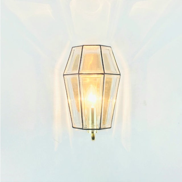 1960s 1960s Mid-Century Modern Glass & Brass Wall Lamps/Sconces From Limburg, Germany For Sale - Image 5 of 8