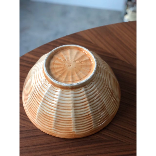 1980s Vintage Portuguese Ceramic Basket Weave Serving Bowl For Sale - Image 5 of 7
