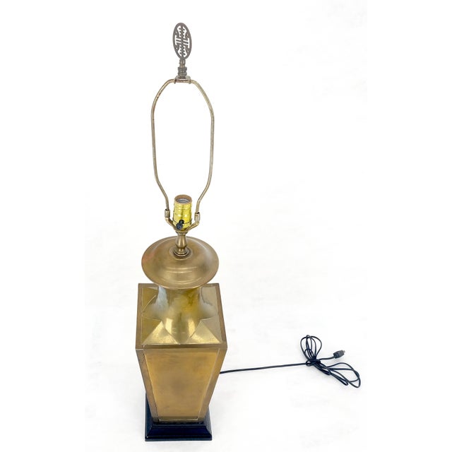 Mastercraft Brass Tin Forged Table Lamp Square Cup Vase Shape MINT For Sale - Image 4 of 11