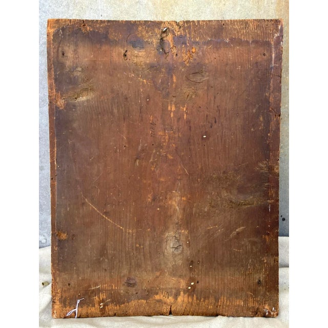 19th Century 19th Century Hand Painted Religious Icon Painted on Wood Panel For Sale - Image 5 of 7