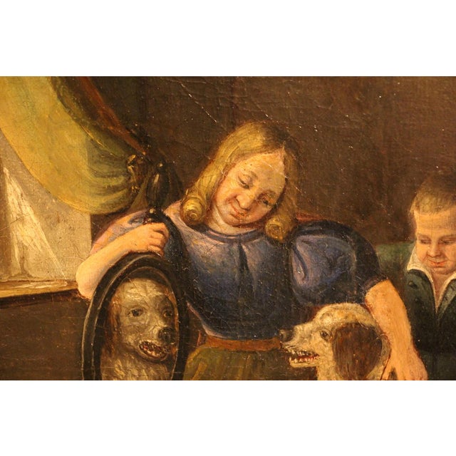Baroque Dutch Family Scene, 17th Century, Oil Painting on Canvas, Framed For Sale - Image 3 of 12