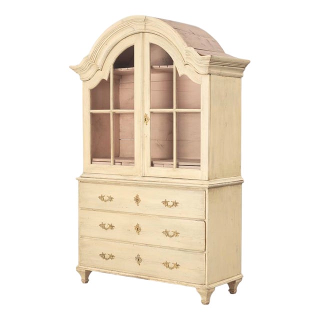 Antique Swedish Painted Rococo Vitrine, 1770 For Sale