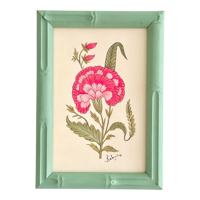 Original Hand-Painted Motif Painting in a Hand-Painted Frame For Sale