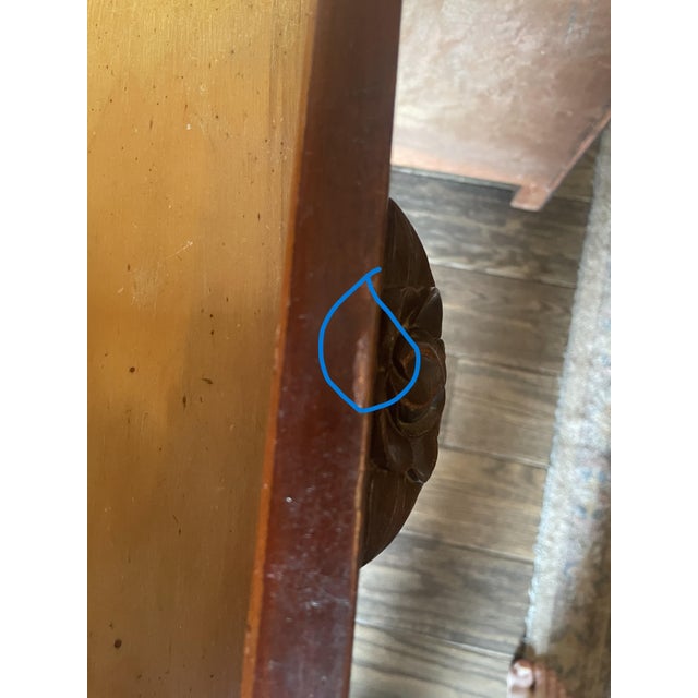 1950s Marble Top Mahogany Lyre Shaped Side Table With Drawer For Sale - Image 11 of 12