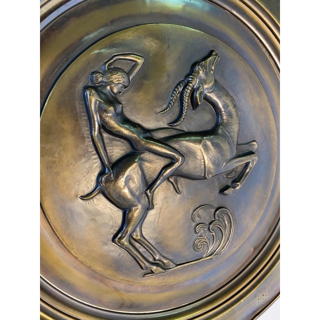 1940s Art Deco Decorative Brass Plates, 1940s, Set of 2 For Sale - Image 5 of 7