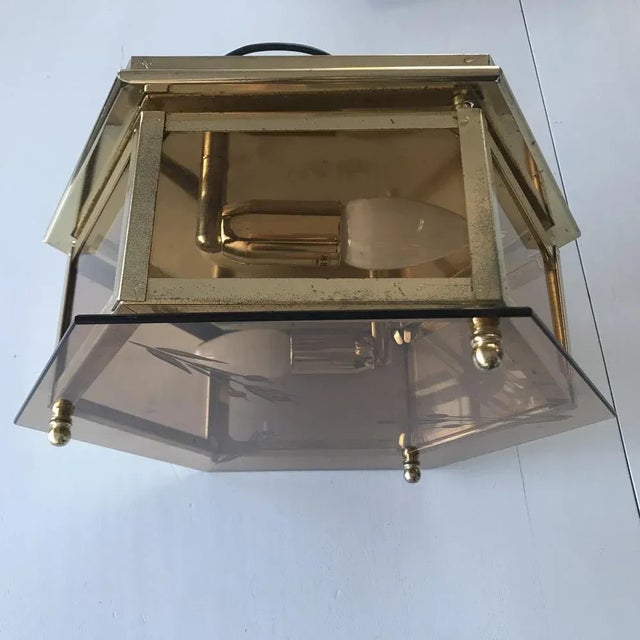 1960s Art Deco Brass Glass Ceiling Lamp, 1960s For Sale - Image 5 of 18
