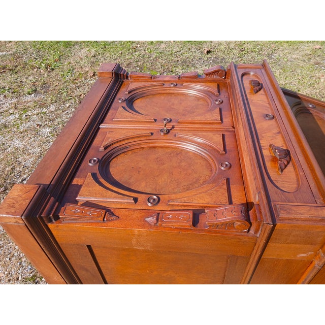 Antique Walnut Victorian Ladies Slanted Drop Front Desk With Working Locks and Keys 1870s For Sale - Image 14 of 17