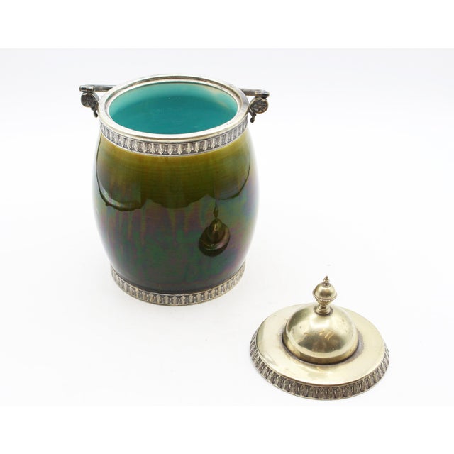 Circa 1880 French Majolica and Silverplate Biscuit Box by Sarreguemines For Sale In Raleigh - Image 6 of 11