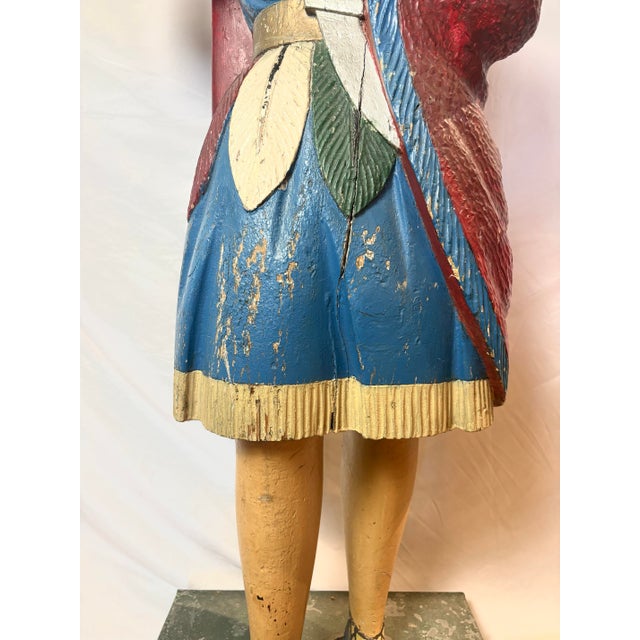 American Vintage Hand-Carved Wood Cigar Store Figure – Americana Folk Art For Sale - Image 3 of 13