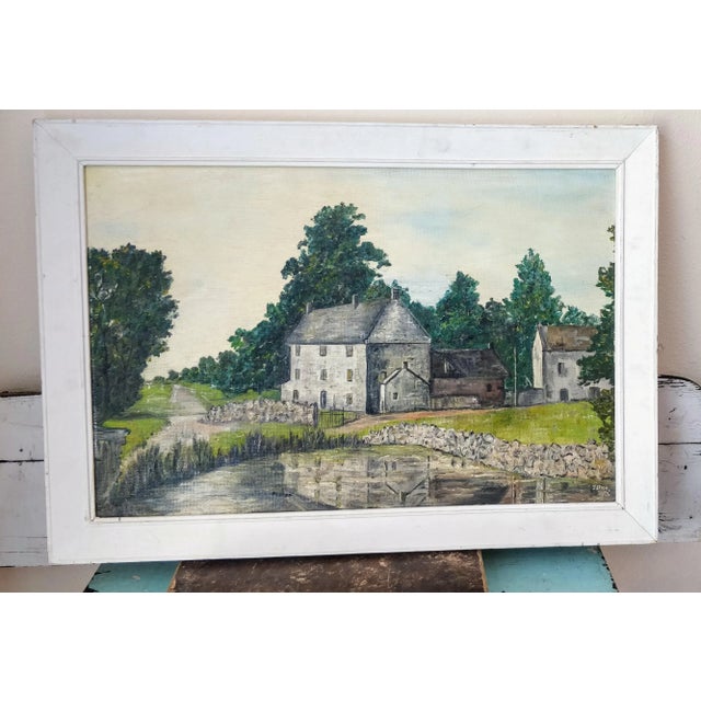 Vintage painting of Tissington Village in Derbyshire England. This is Tissington pond in the summer of 1969. Tissington...