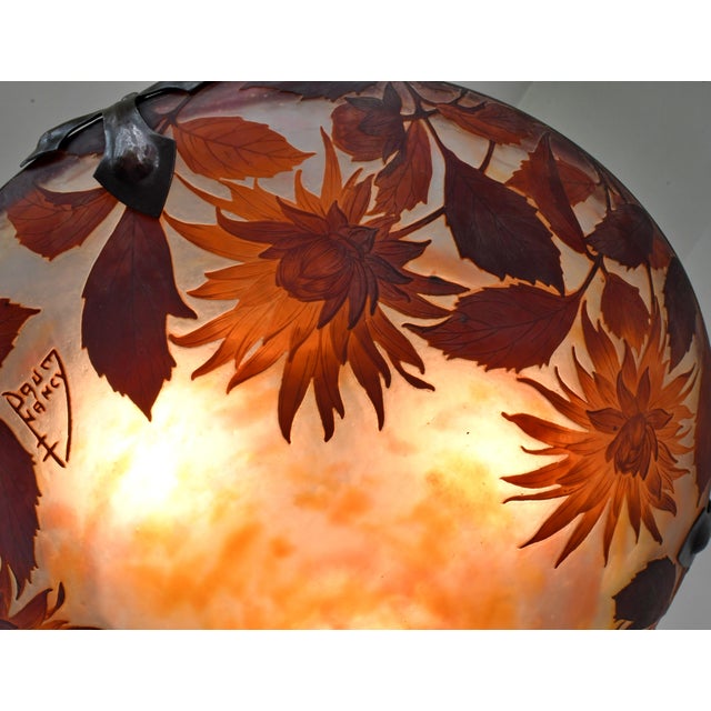 French Art Deco Pendant Light by Daum & Majorelle - 1925 Cameo Chandelier France For Sale - Image 10 of 13