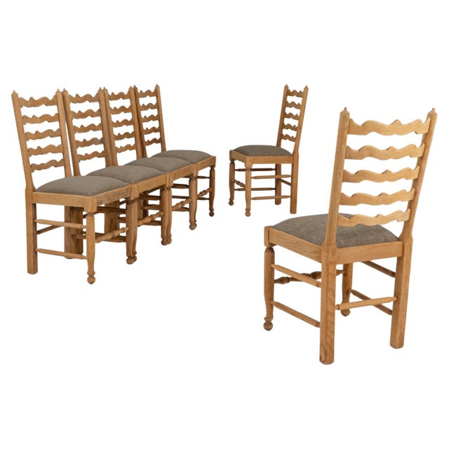 20th Century French Oak Dining Chairs With Upholstered Seats - Set of 6 For Sale - Image 15 of 18