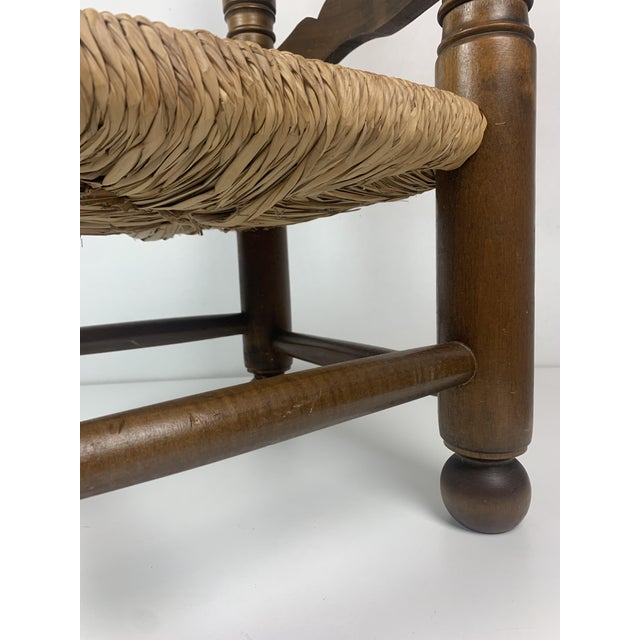 Wood Turned Bobbin Low Rush Chair in the style of Charles Dudouyt, France, 1950s For Sale - Image 12 of 18