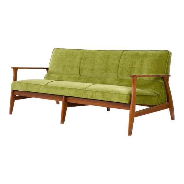Scandinavian Mid Century Teak Wood Frame Sofa For Sale