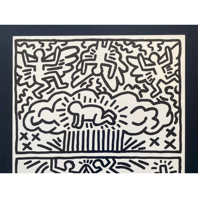 Postmodern Keith Haring Vintage 1982 Lithograph Print " Nuclear Disarmament " Framed Pop Art Poster For Sale - Image 3 of 15