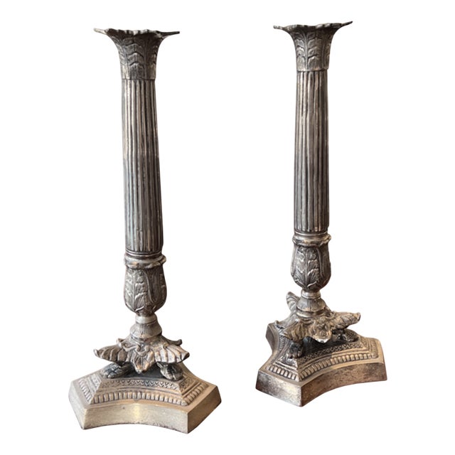 Silver-Plated Candlesticks, 1970s, Set of 2 For Sale