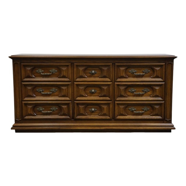 1970s Thomasville Furniture Segovia Collection Spanish Mediterranean 66" Triple Dresser For Sale