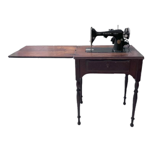Vintage 1930s Singer Electric Sewing Machine in Original Wooden Cabinet With Extension Leaf