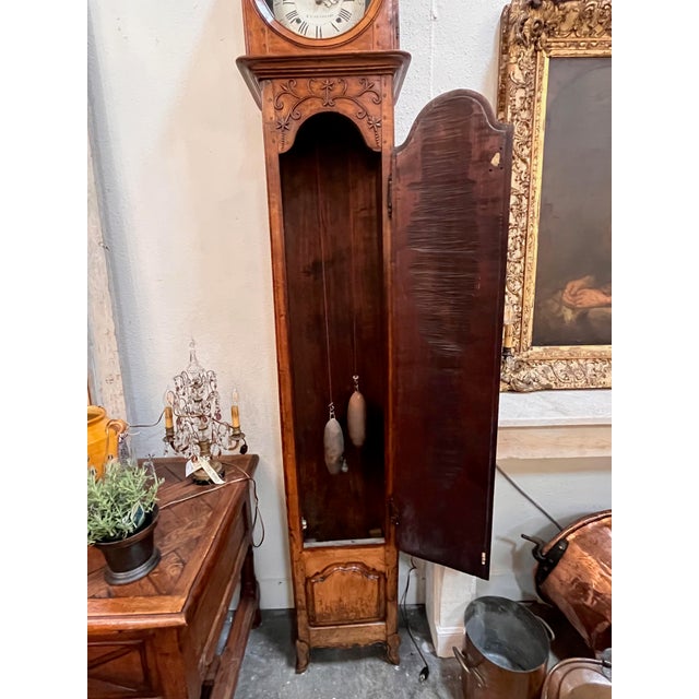 Chestnut 18th Century Tall French Cherry Horloge/ Case Clock For Sale - Image 8 of 12