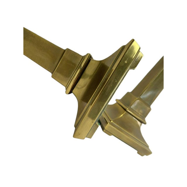 Metal Empire Style Neoclassical Brass Column Table Lamps, 1950s, Set of 2 For Sale - Image 7 of 15