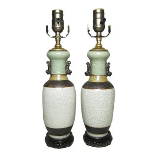 Pair of Chinese Crackle Glaze Lamps For Sale