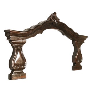 Antique Italian Architectural Carved Walnut Crest, 18th Century For Sale