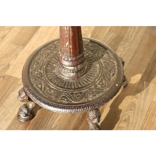 Antique French Bistro Marble Top Pedestal Table With Cast Iron Base, Circa 1900s For Sale - Image 12 of 18
