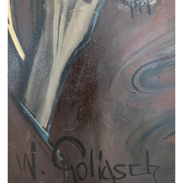 Modern William Goliasch, L'Homme et Le Chat, Oil on Canvas, 1970s, Framed For Sale - Image 3 of 14