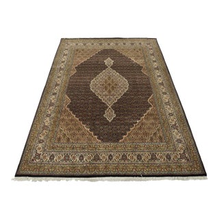 Fine Herati Rug 7'10'' X 10'2'' Black Wool Hand-Knotted Oriental Carpet For Sale