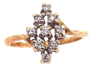 14 Karat Yellow and White Gold Contemporary Ring With Diamonds
