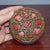 Chinoiserie Vintage Chinese Carved Lacquer Round Trinket Box With Auspicious Symbols Relief, Chinoiserie Decor For Sale - Image 3 of 9