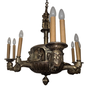 Antique Neoclassical Chandelier in Cast Brass, 1900s