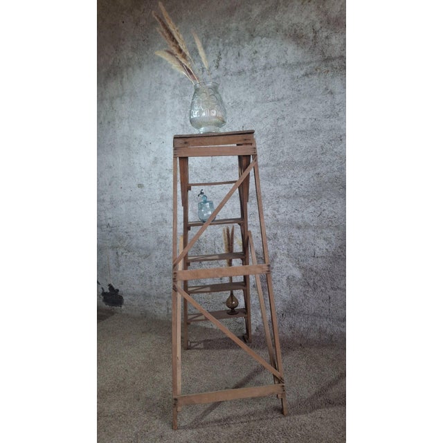 Vintage Industrial Wooden Stepladder from Manufrance, 1890s For Sale - Image 6 of 8